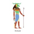 Khnum, Egypts ram-headed god. Old Egyptian Nile and water deity with horns. Divine potter, mythological character of