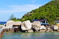 Kho isle white beach rocks house boat in thailand