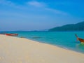 Kho Lipe, Satun, Thailand - Longtail boats taxi on the beach Royalty Free Stock Photo