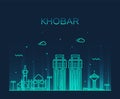 Khobar skyline Saudi Arabia vector linear style