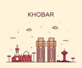 Khobar skyline Saudi Arabia vector linear style