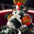 Khokhloma balls on a Christmas tree in Russia