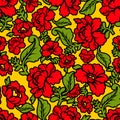 Khokhloma Russian national seamless pattern.