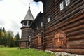 Khokhlovka Park and the Museum of Wooden Architecture in the open. Russia Royalty Free Stock Photo