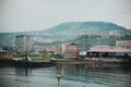 07.2016: Kholmsk, Russia: panorama of the city of Kholmsk Khabarovsk Territory, Russian Far East