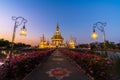 In Khon Kaen with Wat Thung Setthi temple in Khonkaen at night.