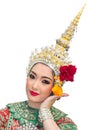 Khon show beautiful women and traditional costume