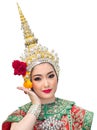 Khon show beautiful women and traditional costume