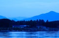 Khong river and blue sky before sunrise