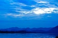 Khong river and blue sky before sunrise