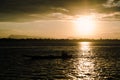 Khong river on sunset time Royalty Free Stock Photo