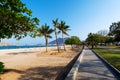 Khor Fakkan, United Arab Emirates - March 16, 2019: Khor Fakkan public beach in the emirate of Sharjah in United Arab Emirates