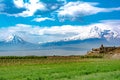 Khor Virap monastery on the background of Mount Ararat Royalty Free Stock Photo