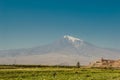 Khor Virap Monastery. Mount Ararat on background. Exploring Armenia. Tourism, travel concept. Mountain landscape. Religious landma Royalty Free Stock Photo