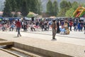 Iranian people walk on the center square in the city in Khorramabad. Iran