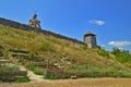 Khortitsa is the largest island on the Dnieper, located within the city of Zaporozhye Royalty Free Stock Photo