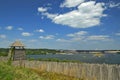 Khortitsa is the largest island on the Dnieper, located within the city of Zaporozhye Royalty Free Stock Photo