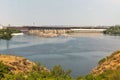 Khortytsia island, Dnieper River and hydroelectric power plant. Zaporizhia, Ukraine Royalty Free Stock Photo