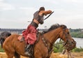 Ukrainian Cossacks in Zaporozhian Sich. Khortytsia island, Ukraine