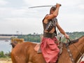 Ukrainian Cossack in Zaporozhian Sich. Khortytsia island, Ukraine