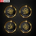 Khulafaurrasyidin - Abu Bakar, Umar, Usman, Ali Four Calipath in Islam Arabic Calligraphy Art