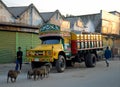 Khulna, Bangladesh: A colorful truck parked on the street in Khulna