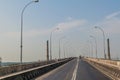 KHULNA, BANGLADESH - NOVEMBER 16, 2016: Traffic on Khan Jahan Ali Bridge over Rupsa River in Khulna, Banglade Royalty Free Stock Photo