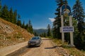 KHULO, GEORGIA - 08 August 2017: Mountain unpaved road between