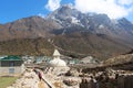 Khumbila mountain rises above Khunde village in Sagarmatha national park