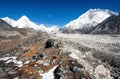 Khumbu valley, khumbu glacier and pumo ri peak Royalty Free Stock Photo