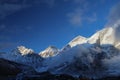 Khumbutse and Changtse mountain peaks in Himalayas at sunset Royalty Free Stock Photo