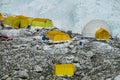 Everest Base Camp tents on Khumbu glacier EBC Nepal side