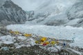 Everest Base Camp tents on Khumbu glacier EBC, Nepal side Royalty Free Stock Photo