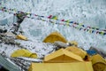 Everest Base Camp tents on Khumbu glacier EBC Nepal side Royalty Free Stock Photo