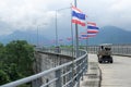 08.27.2017 - Khun Dan Prakan Chon Dam in Thailand,Tourist drive car