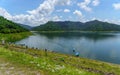 Khun Dan Prakarn Chon Dam in Nakhon Nayok, Thailand in Asian, for travel with beautiful view, fresh air in mountain and forest by