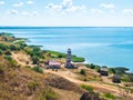 khutor Merzhanovo, Rostov region, Russia - August 3, 2020: Taganrog Bay of the Azov Sea