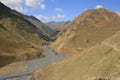 Khvakhidistskali river near Chontio village village in Tusheti region, Georgia Royalty Free Stock Photo
