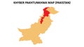 Khyber Pakhtunkhwa map highlighted on Pakistan map. Khyber Pakhtunkhwa map on Pakistan