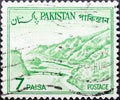 The Khyber Pass, a mountain pass in the Khyber Pakhtunkhwa province of Pakistan, on the border with Afghanistan