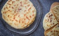 Khychin, Tortilla, Traditional Balkar food, Ossetian pie, Dark background