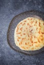 Khychin, Tortilla, Traditional Balkar food, Ossetian pie, Dark background