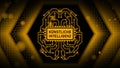 KI Artificial Intelligence lettering - Electronic Brain with control panel Artificial Intelligence - hexagonal design background Royalty Free Stock Photo