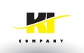 KI K I Black and Yellow Letter Logo with Swoosh.