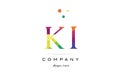 ki k i creative rainbow colors alphabet letter logo icon