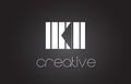 KI K I Letter Logo Design With White and Black Lines.