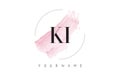 KI K I Watercolor Letter Logo Design with Circular Brush Pattern