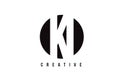 KI K I White Letter Logo Design with Circle Background.