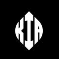 KIA circle letter logo design with circle and ellipse shape. KIA ellipse letters with typographic style. The three initials form a