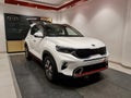 Kia sonet suv white petrol vehicle Royalty Free Stock Photo